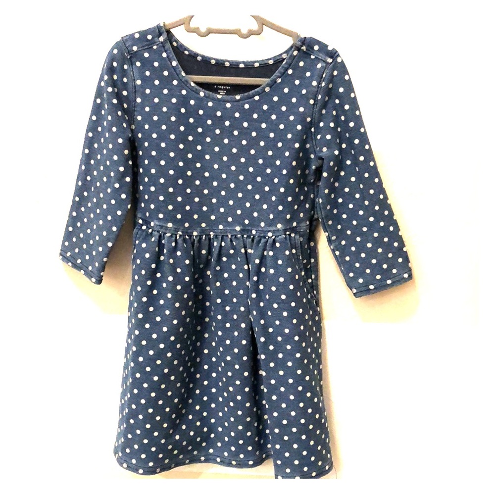 Gap Kids Chambray Polka Dot Dress w/ Pockets